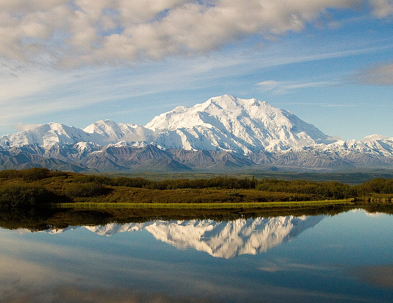 Denali (formerly Mount McKinley) reflected in Wonder Lake in Denali National Park, Alaska